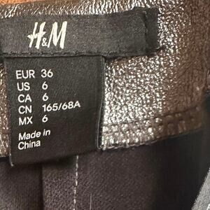 H&M Faux Gunmetal Silver 6 Leather Mini Skirt